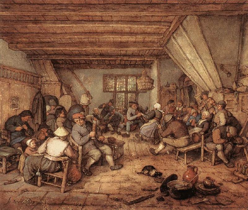OSTADE, Adriaen Jansz. van Feasting Peasants in a Tavern ag oil painting picture